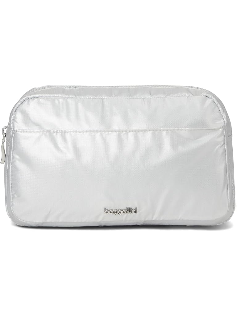 Silver Baggallini Pocket Cosmetic With Brush Organization