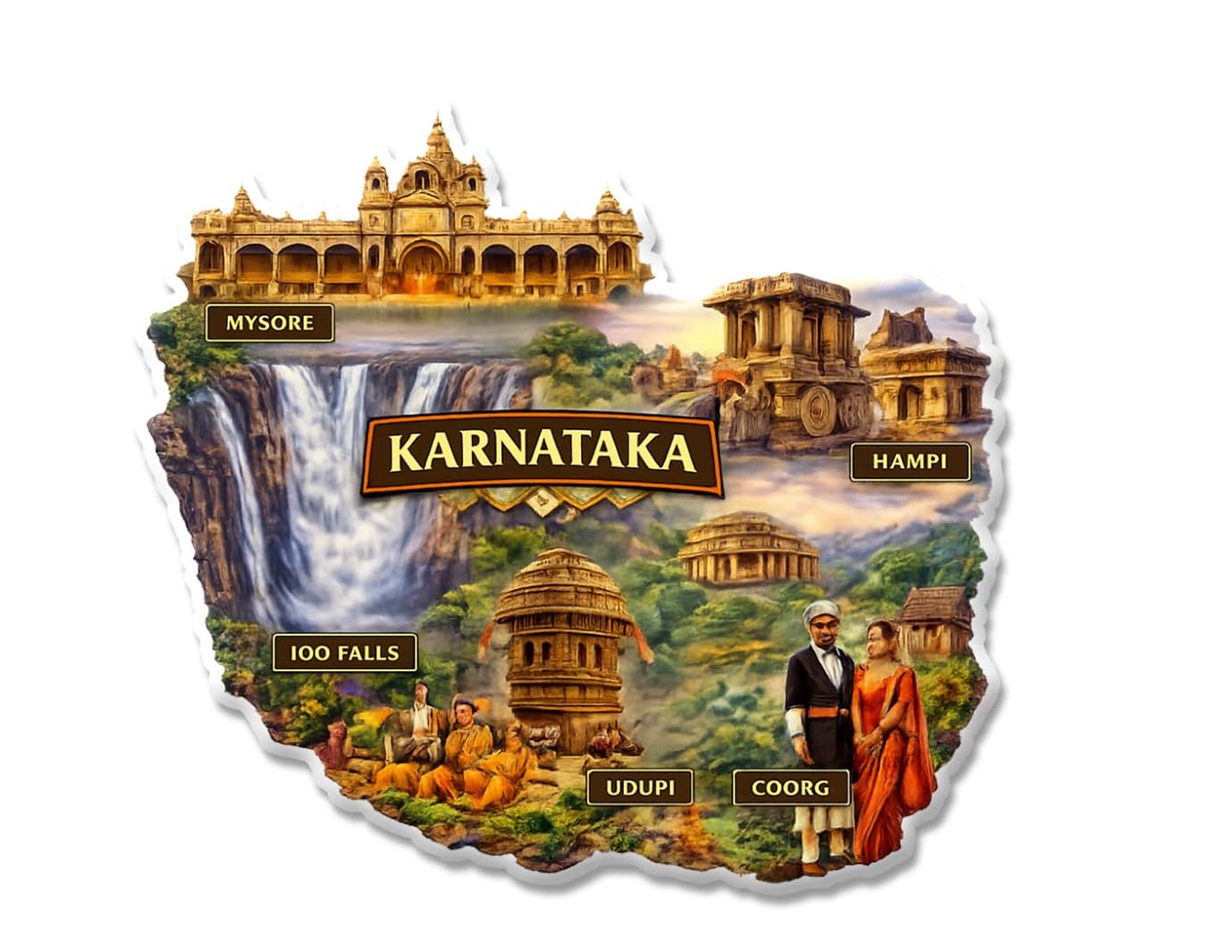 Kerala Fridge Magnet - God's Own Country Design -15