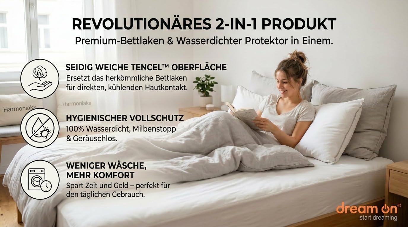 Matratzenschoner 200x200 wasserdicht Tencel 2in1 25cm Steghöhe Auflage