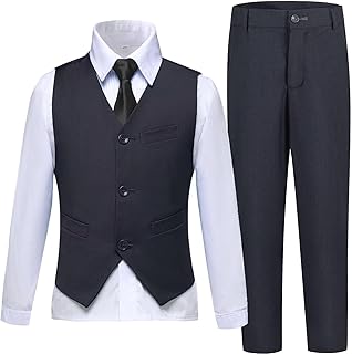 Boys Suit Kids Suits Tuxedo for Boys Toddler Vest Pants Set Ring Bearer Outfit Dress Clothes - Buy now