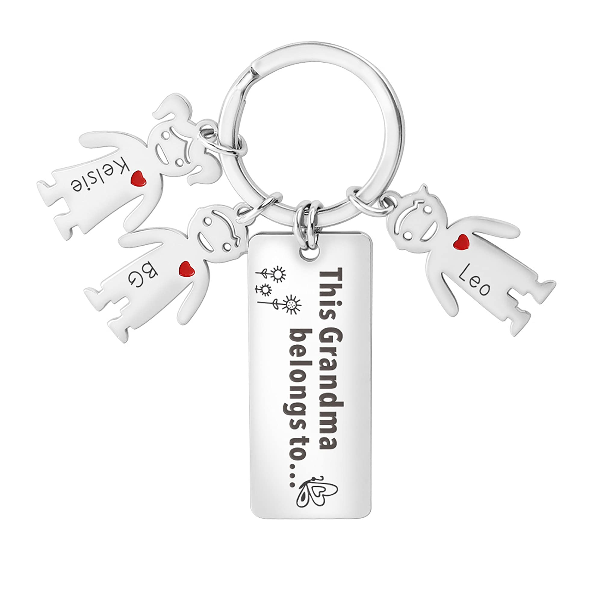 Mintao Llavero personalizado con abalorios para niños, llavero personalizado para el Día del Padre, llavero familiar grabado
