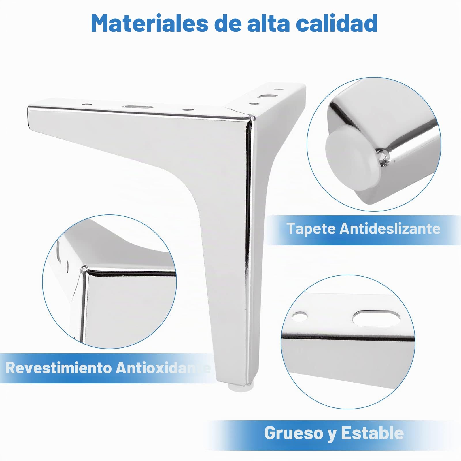 MIVIDE 8 Triangulares de Metal para Muebles, Patas para Muebles Plateado 15 cm, Patas de Metal Modernas para sofá, Mesa, Capacidad de Carga de hasta 800 kg