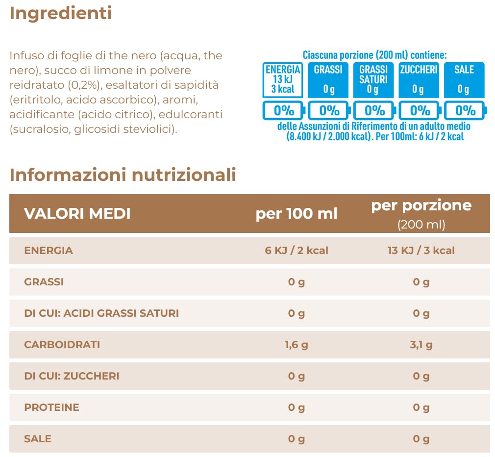 12X Estathe Zero al Gusto di Limone con Vero Infuso di Foglie di Thè 400ml [CAIYA® BOX da 12 Bottiglie]
