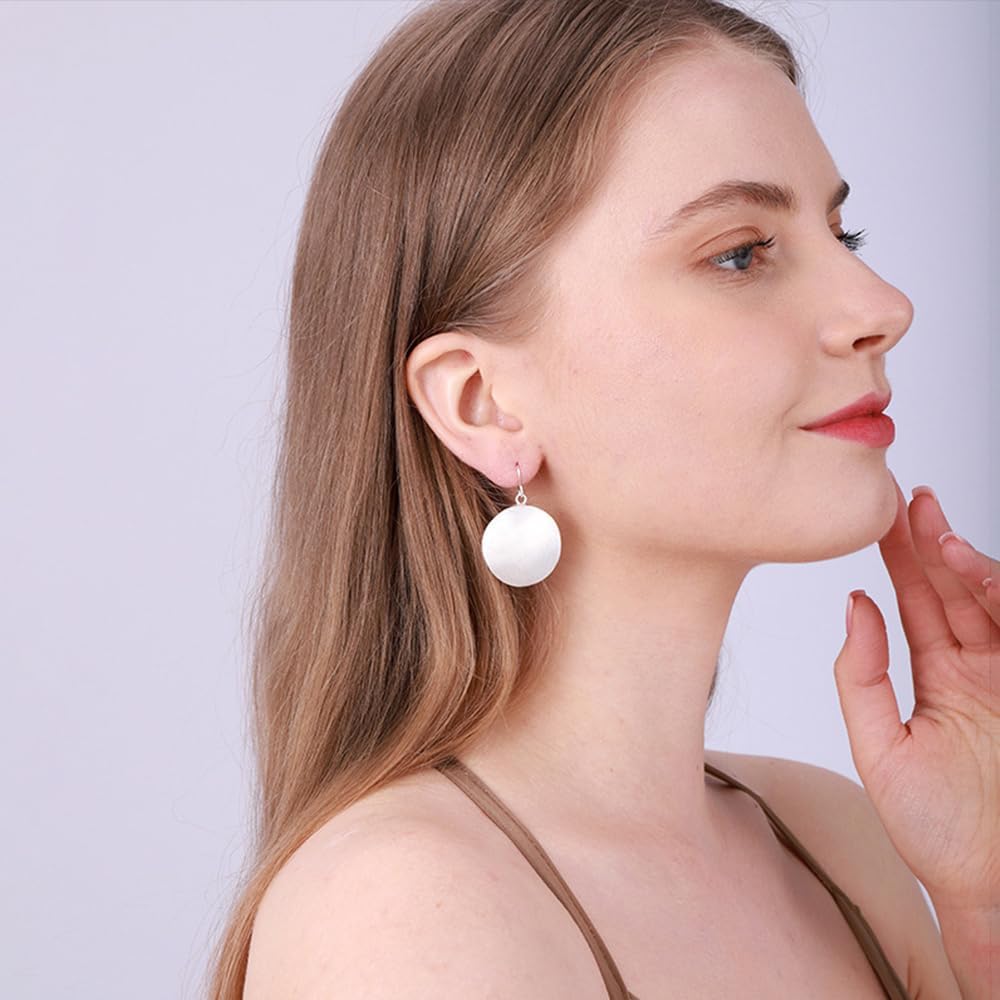 Matte Gold Silver Disc Earrings for Women Dangle Drop Earrings - Image 2