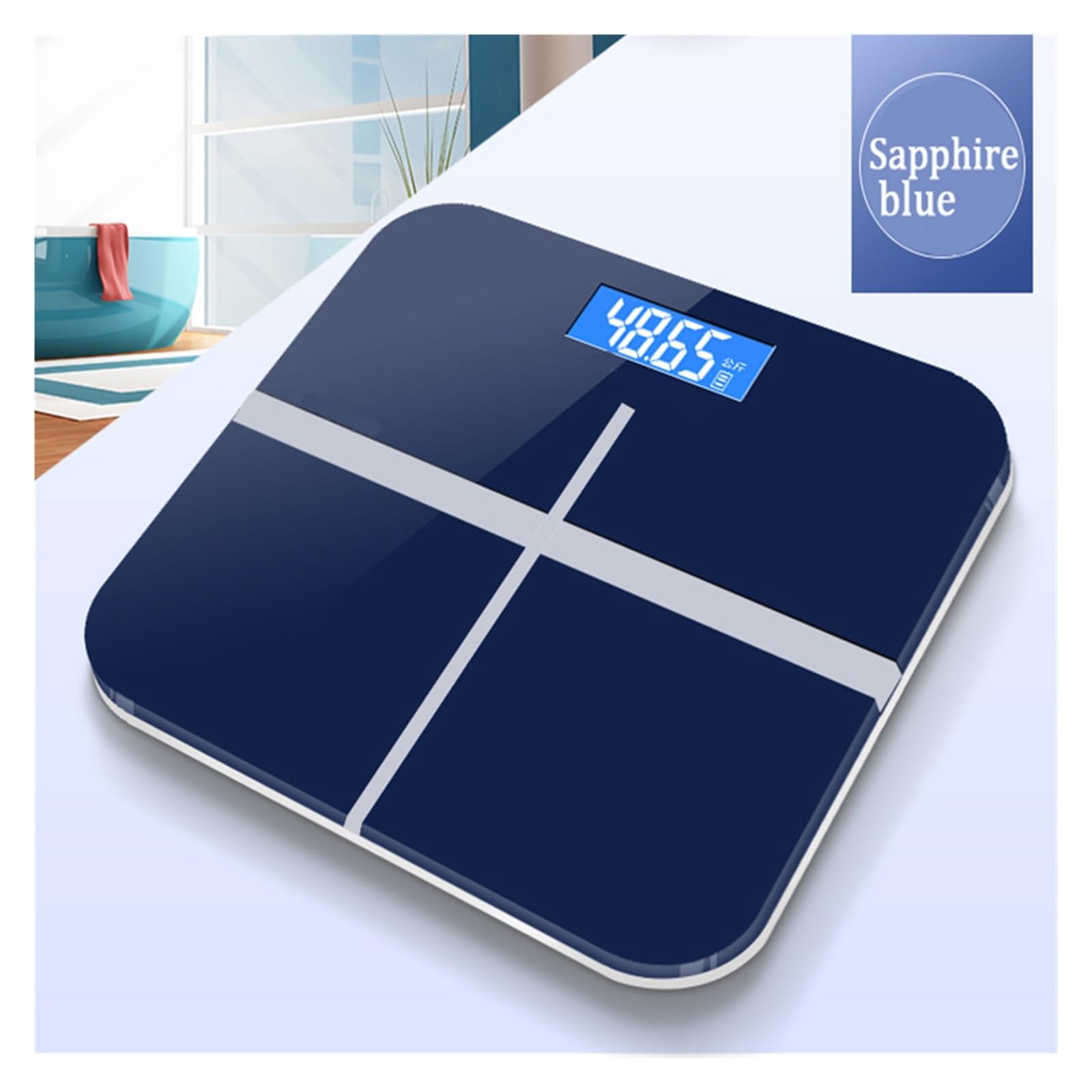 Báscula De Grasa Corporal Baño BMI Electrónica Inteligente Analizador Composición Digital Pantalla LCD Compatible Con Bluetooth Preciso FáCil De Leer(Sapphire blue)