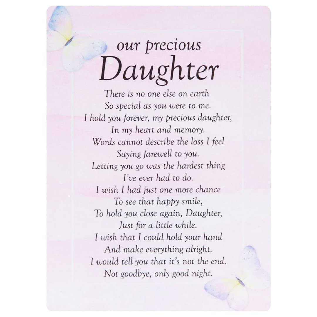 Angraves Multicolor Our Precious Daughter Butterfly Memorial Remembrance Verse Plastic Coated Grave Graveside Card
