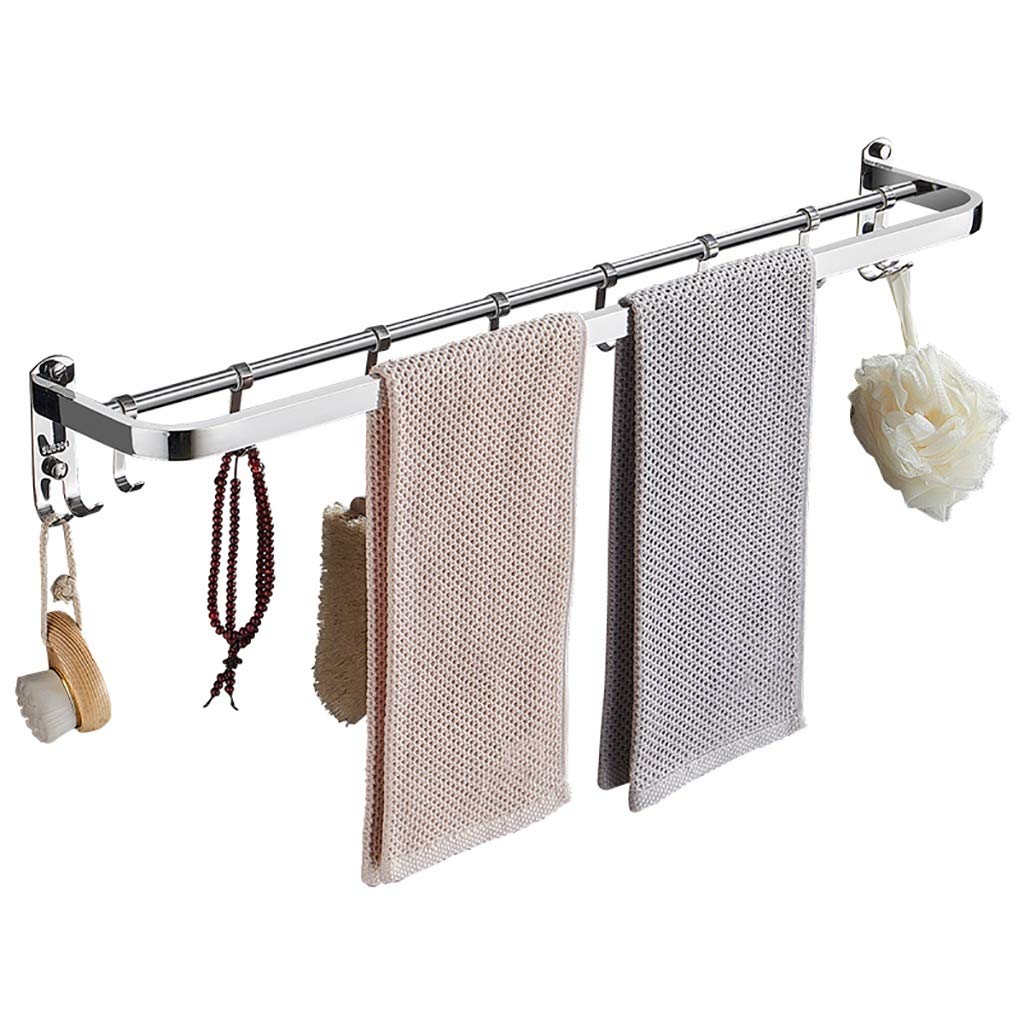 LUCEAETowel Rack, Bathroom, Balcony, Kitchen, Shower Room, Double Towel Rack, Wall-Mounted Waterproof Towel Rack, with Movable Hook Towel Rack/58Cm