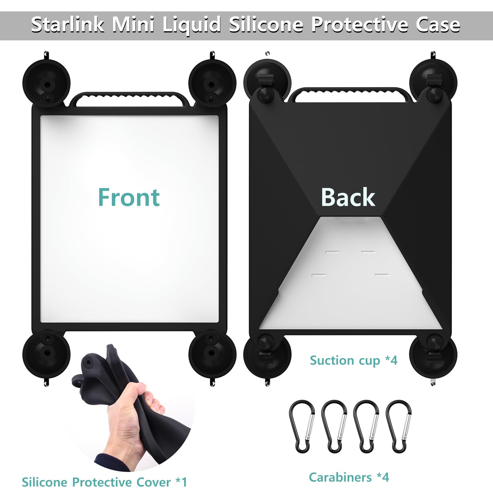 Starlink Mini ventosa con funda protectora de silicona y mosquetón, Starlink Mini soporte, Starlink MinAuto soporte para antena de dish, ventana de coche y toldos