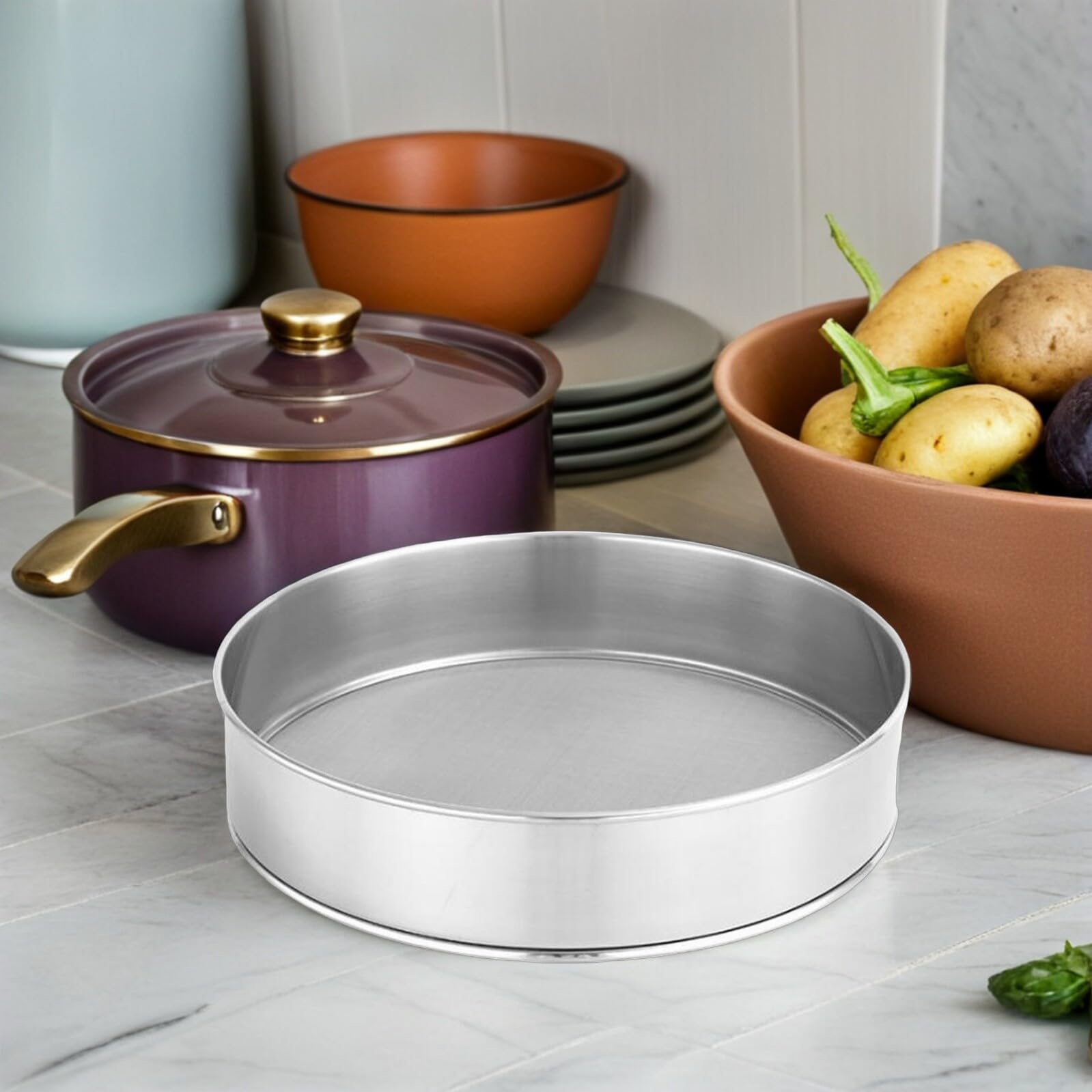 TOPBATHY Tamis À Farine INOX 30Cm Maille Fine pour Cuisine Pâtisserie Tamissage Sucre Glace Pizza Filtre De Cuisson Et Précis