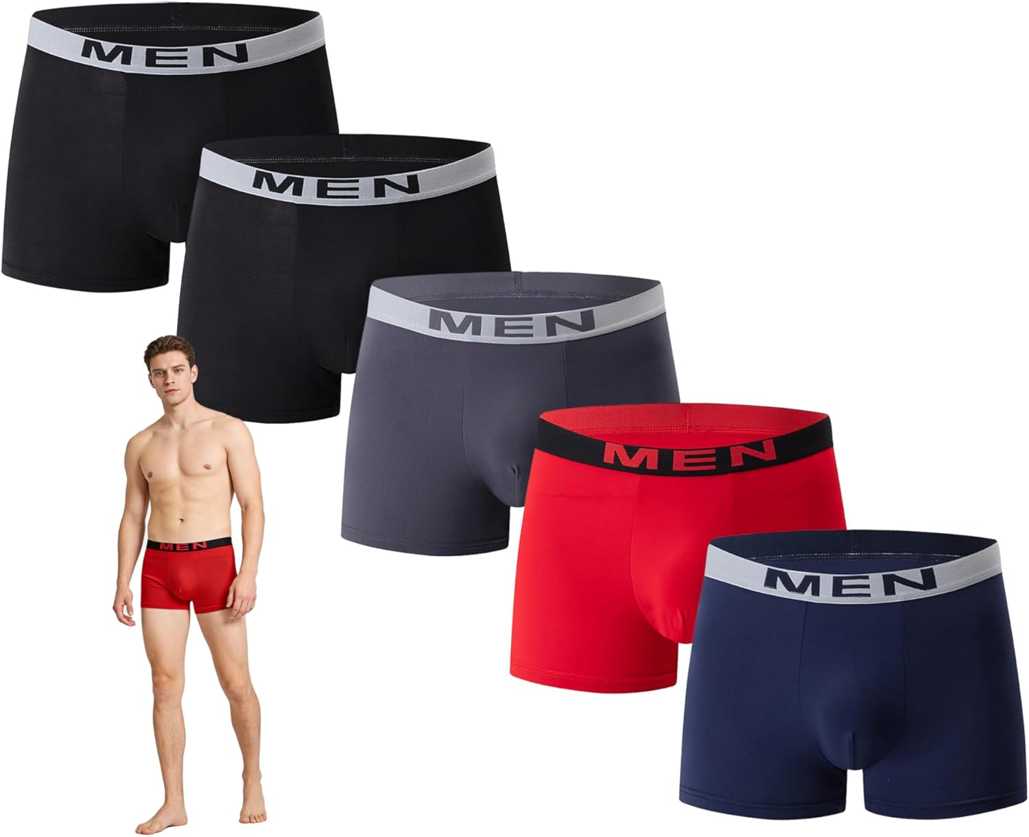 Men's Boxer Briefs Multipack, 5-Pack Sport Soft Breathable Performance Boxers (S-XXL)