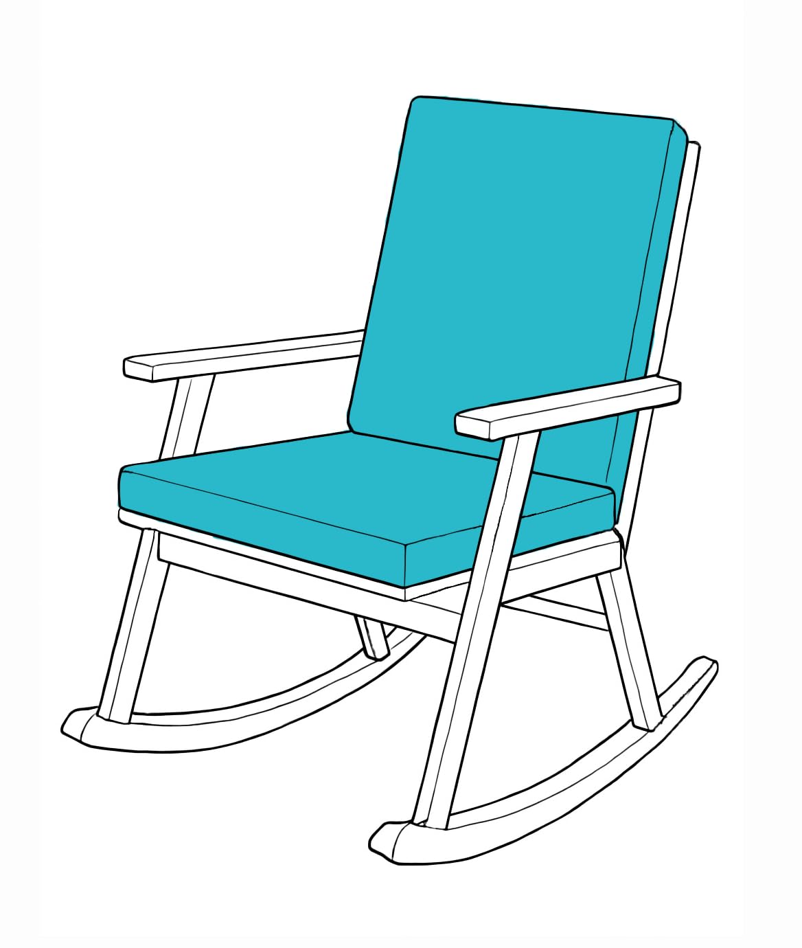 Sapphire Collection High Back Chair Cushion Seat Pad Waterproof for Garden & Patio Chairs 96x41x5cm Soft & Comfy Seat Pads for Indoor/Outdoor Use Foldable Durable Patio, Rocking Chair Pads (Aqua)