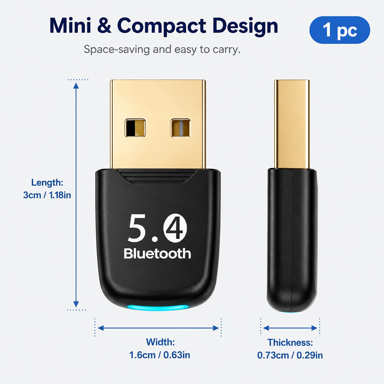 Bluetooth Adapter PC, Bluetooth 5.4 Dongle USB Adapter PC Laptop Plug & Play EDR Low Latency Bluetooth Stick Windows 11 10 8.1 7 USB Empfänger Kopfhörer Lautsprecher Tastatur Maus Drucker Gamepad
