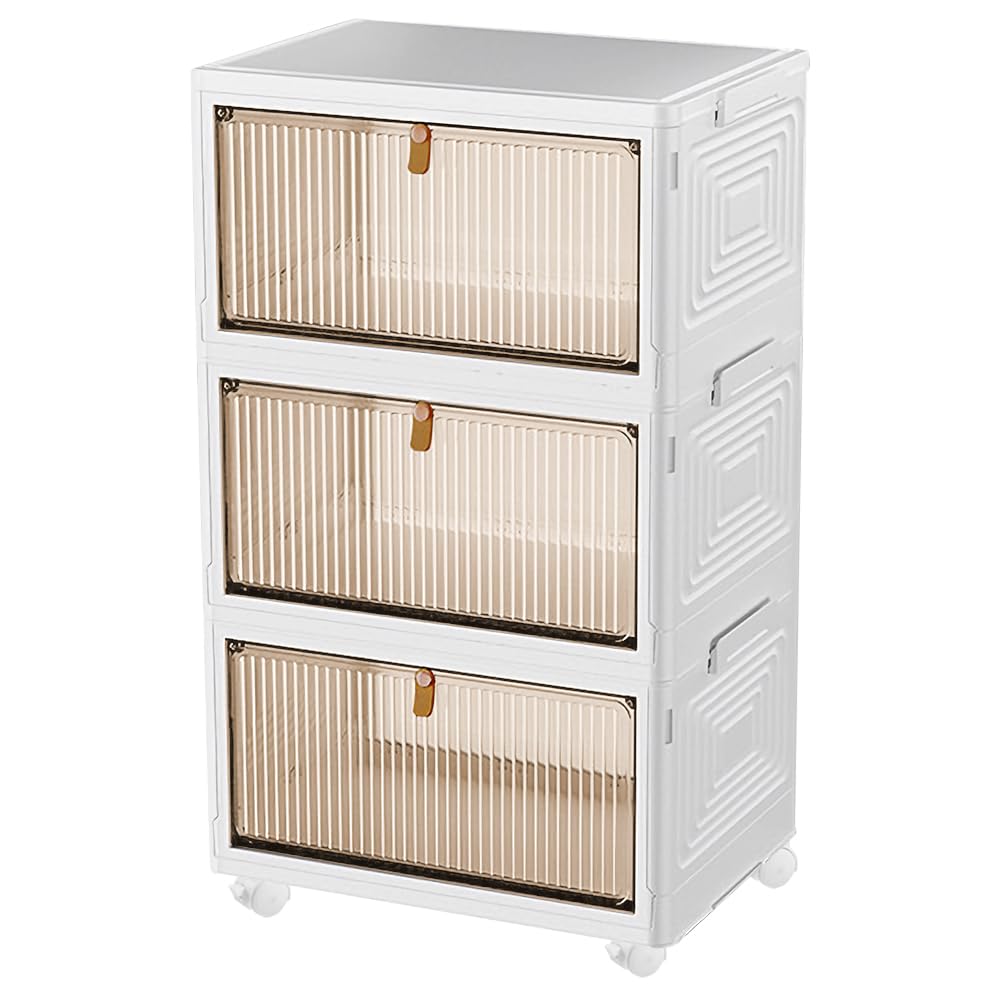 Organisateur de rangement plastique à poulie avec 3 tiroirs amovibles transparents