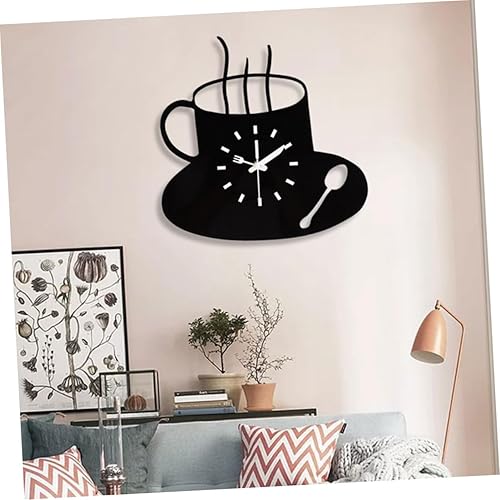 Miniatura 7 de NUOBESTY Reloj de pared creativo con taza de café, mecanismo silencioso, moderno, decoración del hogar, para sala de estar, dormitorio, cocina,