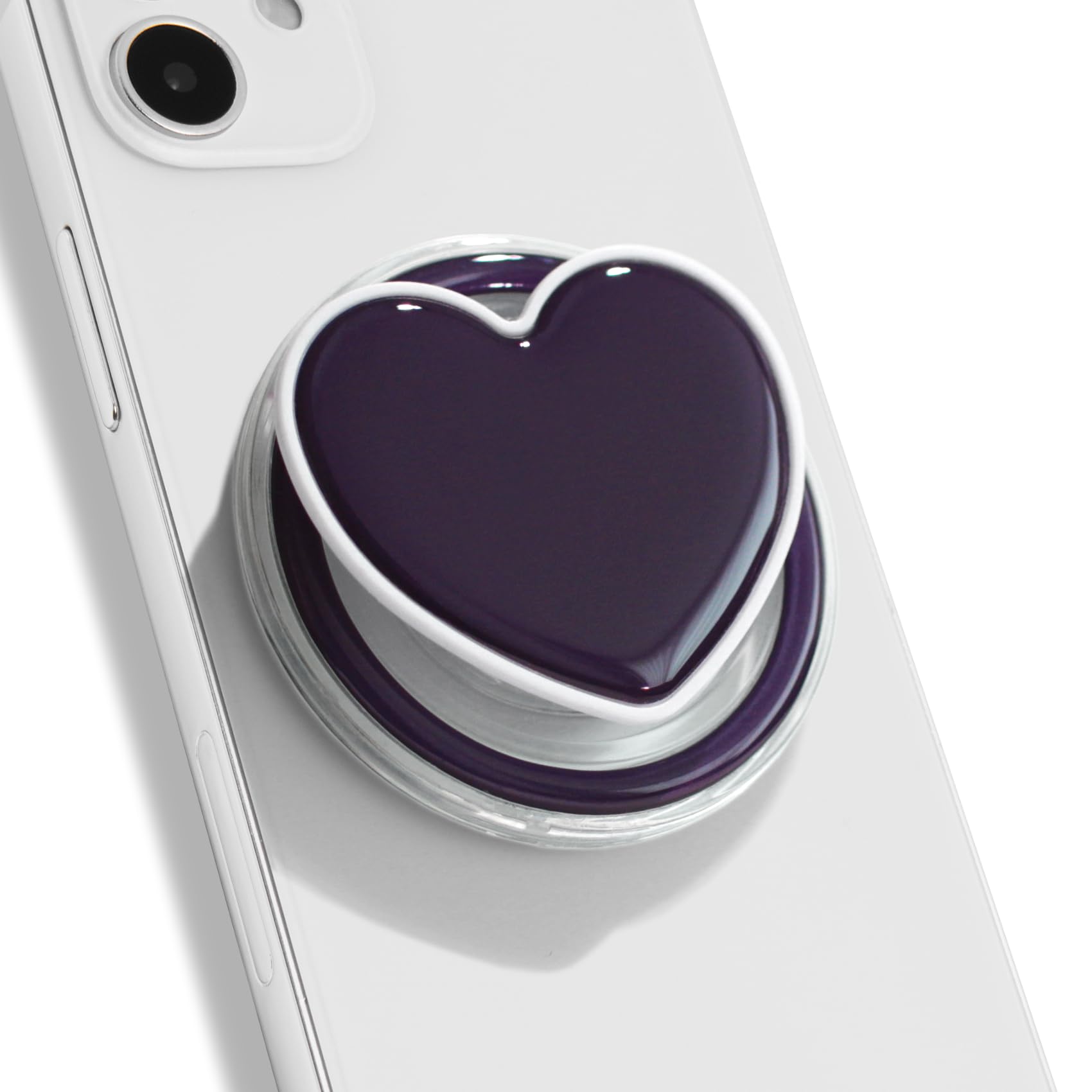 OnTheGrip Cute Solid Macaron Color Heart Shape Collapsible Mobile Phone Grip Stand Holder for Smartphone Tablet Cell Phone Accessory (Purple)