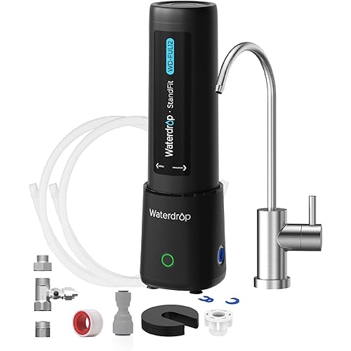 Waterdrop 10UB PRO Under Sink Water Filter, No Drilling Required, Time Reminder, with Brushed Nickel Faucet, Reduces Lead, Chlorine, Bad Taste & Odor, 11000 Gallons, Does not Lower TDS