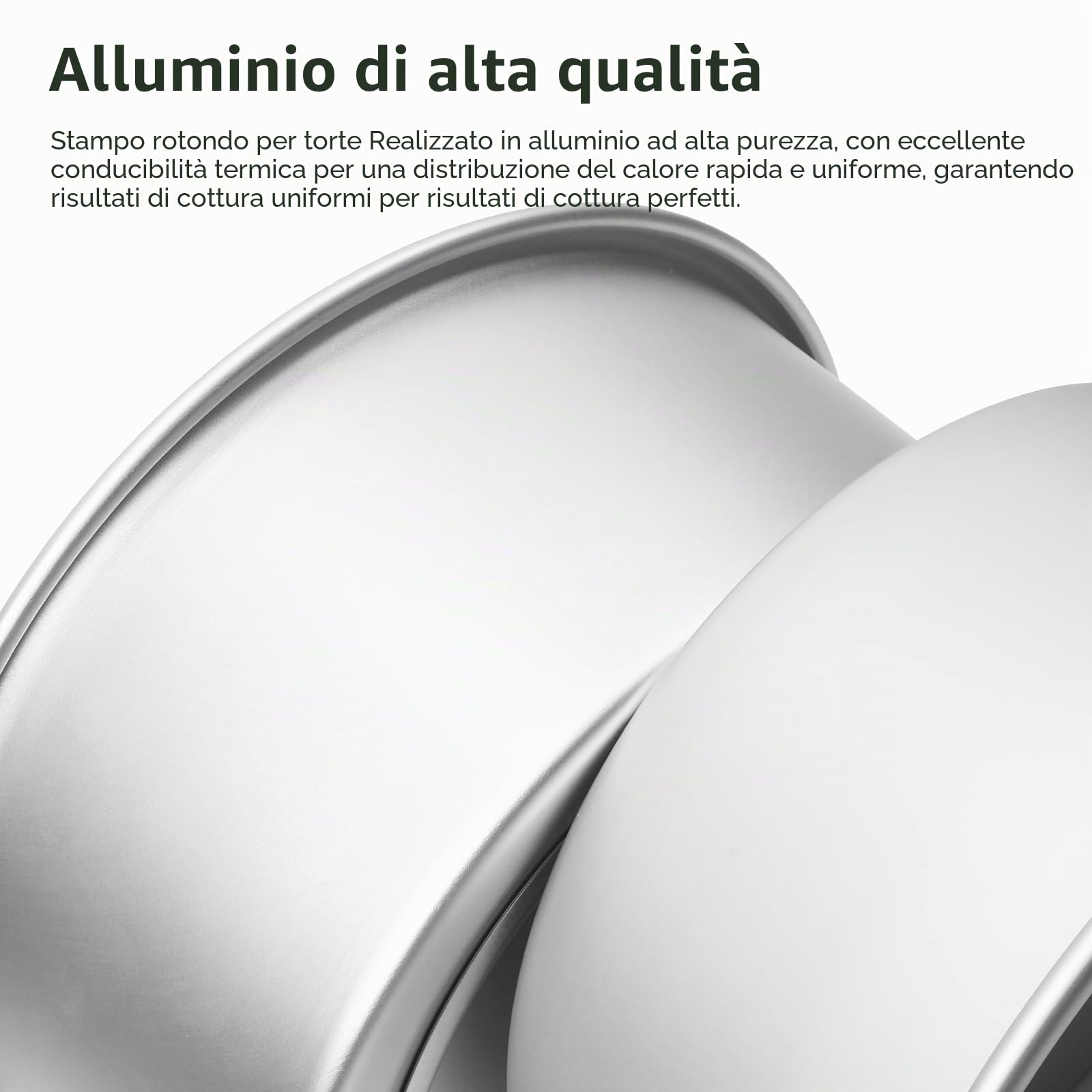 Tortiera rotonda per torta Ø 20 cm, Teglia da forno per torte in alluminio anodizzato con fondo rimovibile, Argento