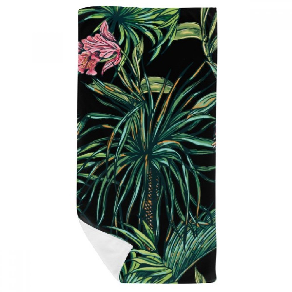 Gant de toilette doux 35x70cm motif plante serviette de bain absorbante multicolore