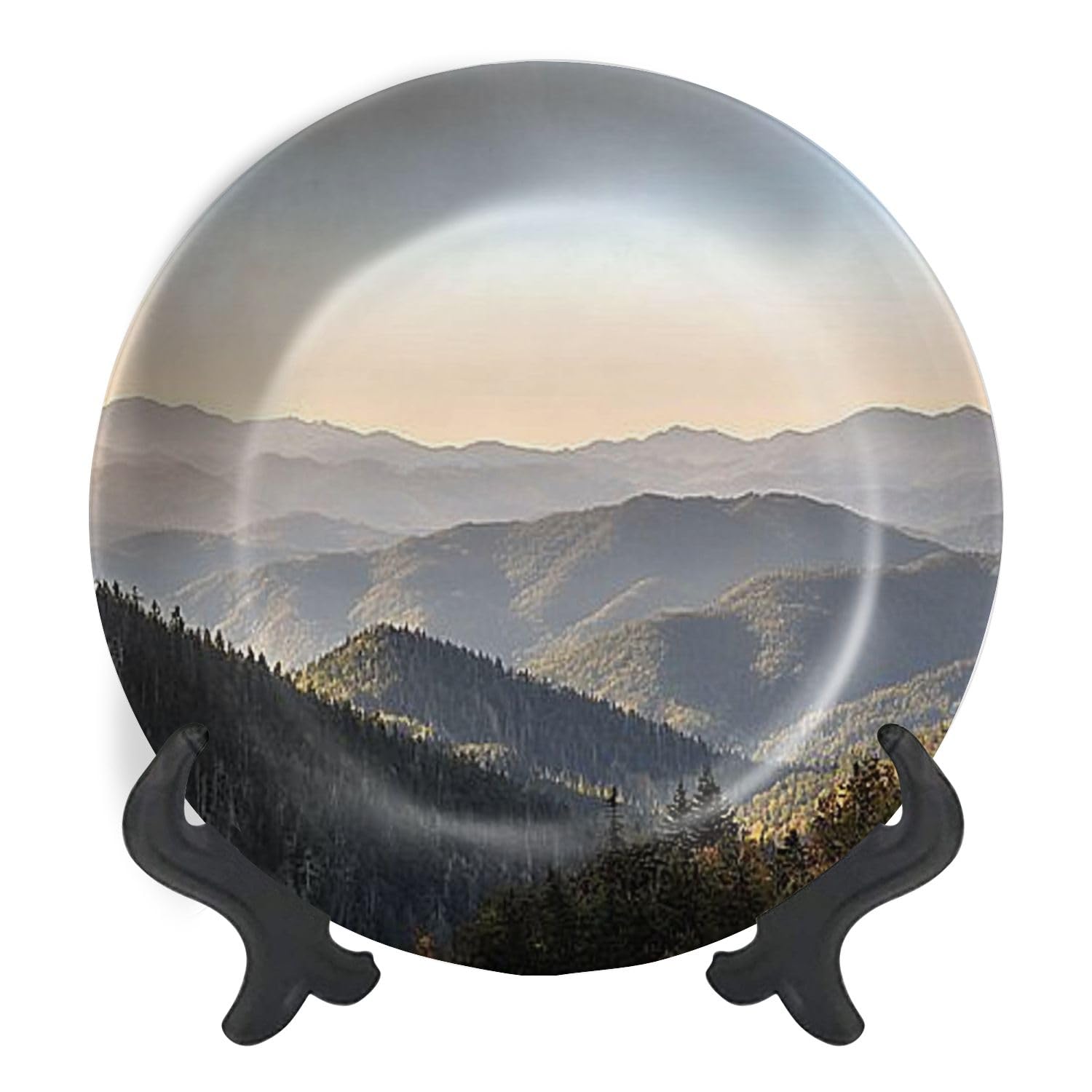 Decorative Plates for Display Mountains Appalachia viewed from Mt LeConte Gift Plates Ceramic Collections Plates Hanging Artwork for Living Dining Room Kitchen Souvenir