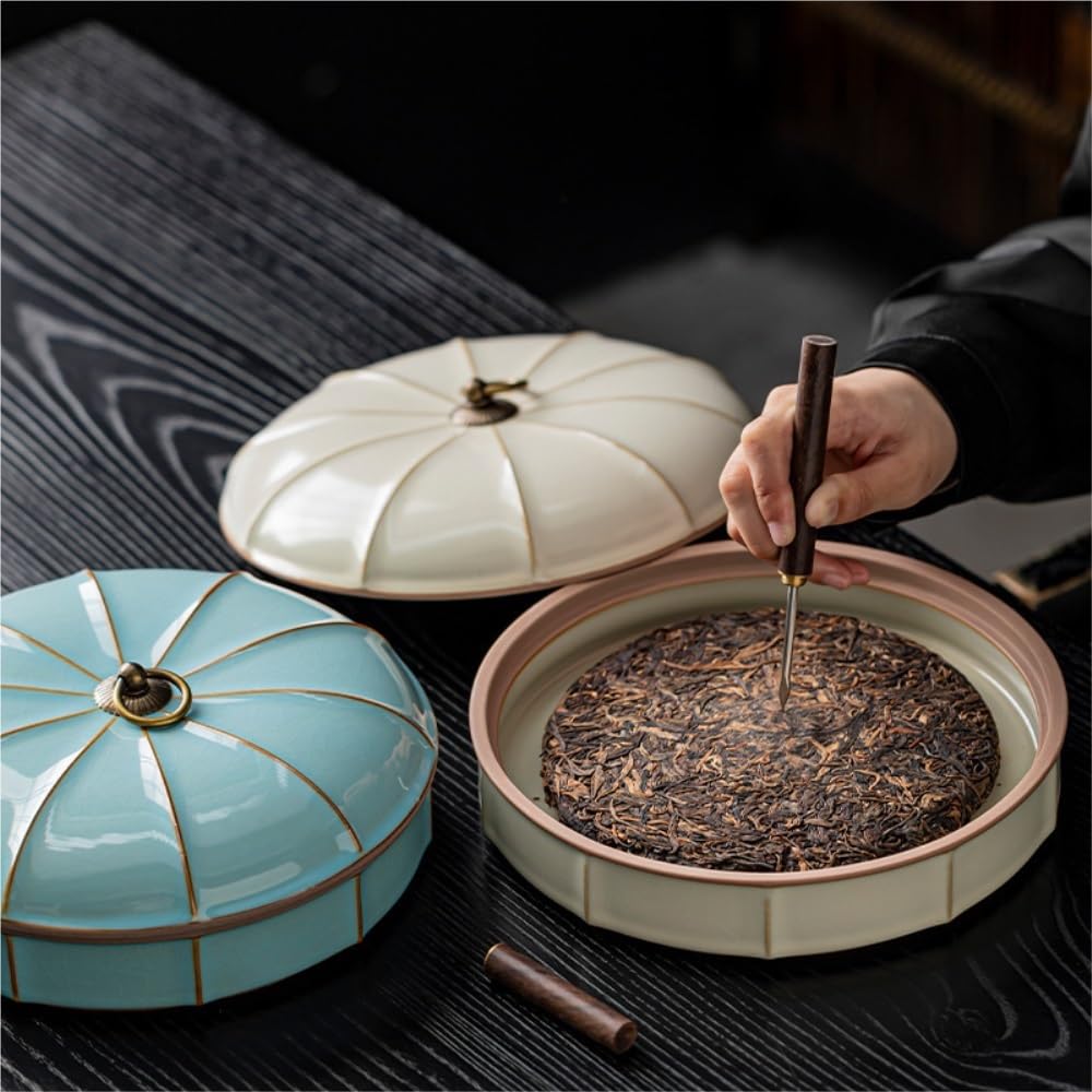 Duży ceramiczny pojemnik na herbatę - szczelny słoik do przechowywania herbaty zbiorczej, chińskie pudełko na ciasto herbaciane, pojemnik kuchenny do domu, idealny do luźnych liści i ciast