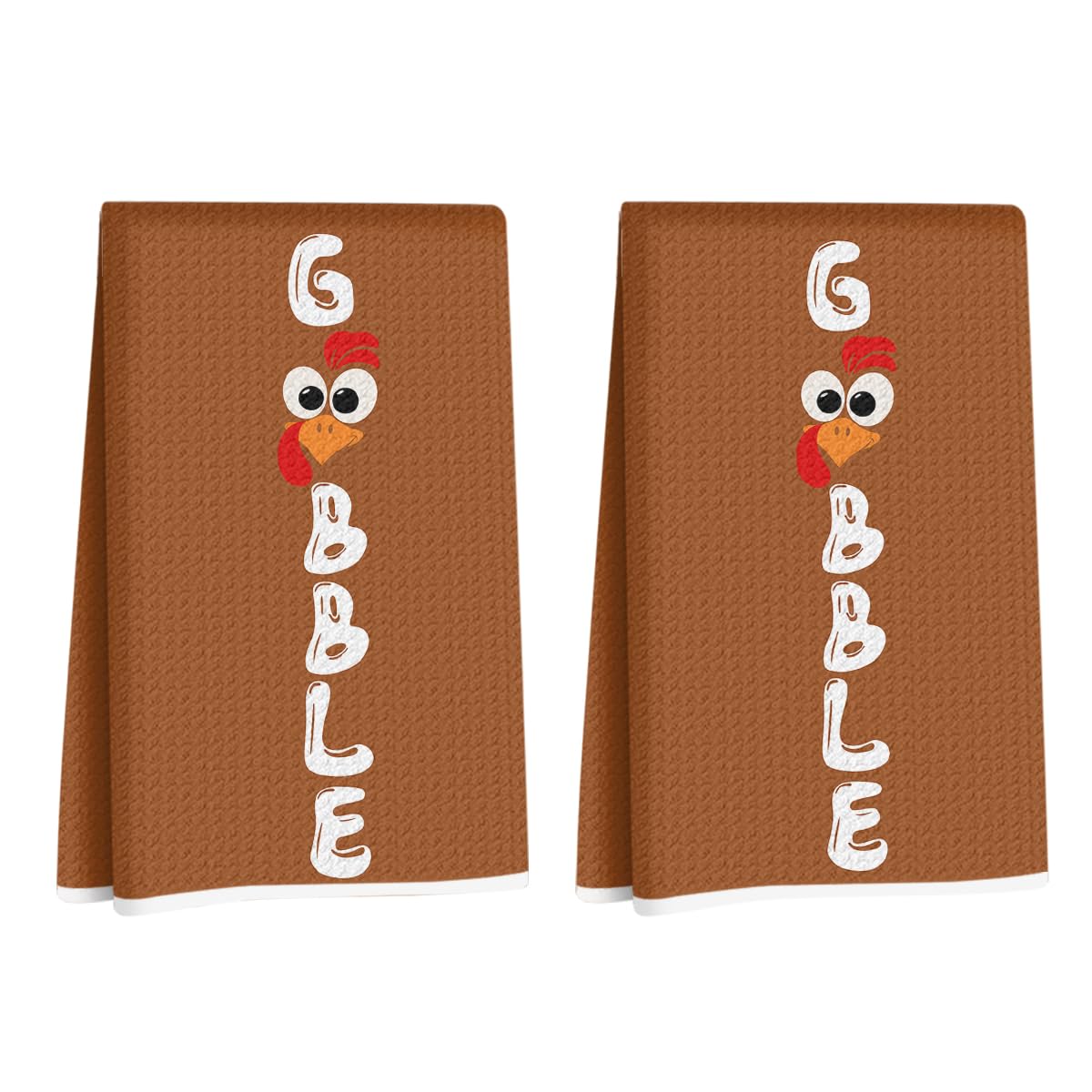 2 Pcs Funny Gobble Chicken Kitchen Towels 24x14 Inch, Chicken Lovers Gifts Reusable Dish Towels for Kitchen Home Farmhouse Decor, Waffle Weave Hand Cloth Tea Towel, Humorous Gifts for Women Friend