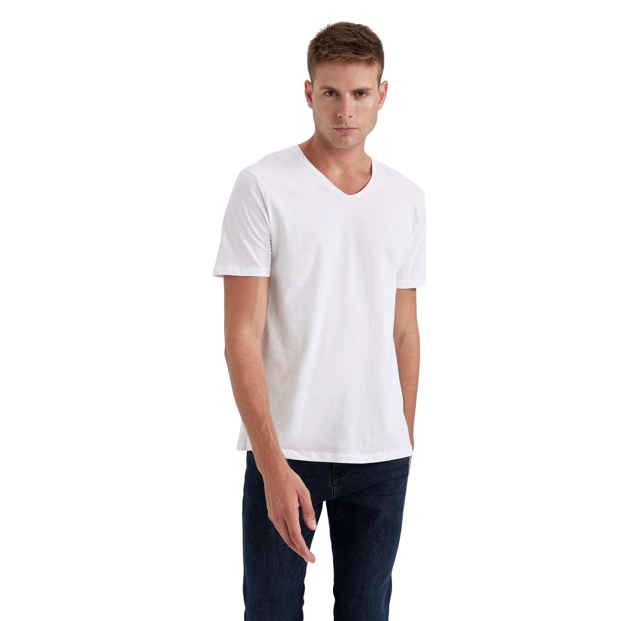 Erkek Slim Fit V Yaka Tişört