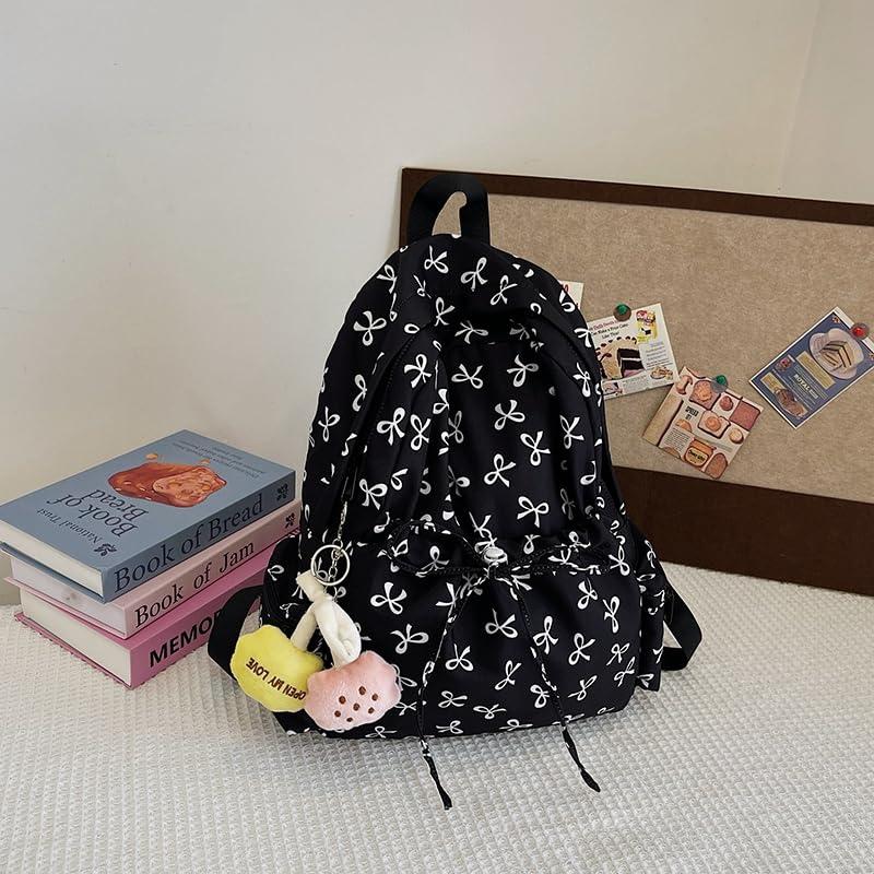 Cute Bowknot Backpack Lightweight Travel Daypack for Teens (Black Yellow)2