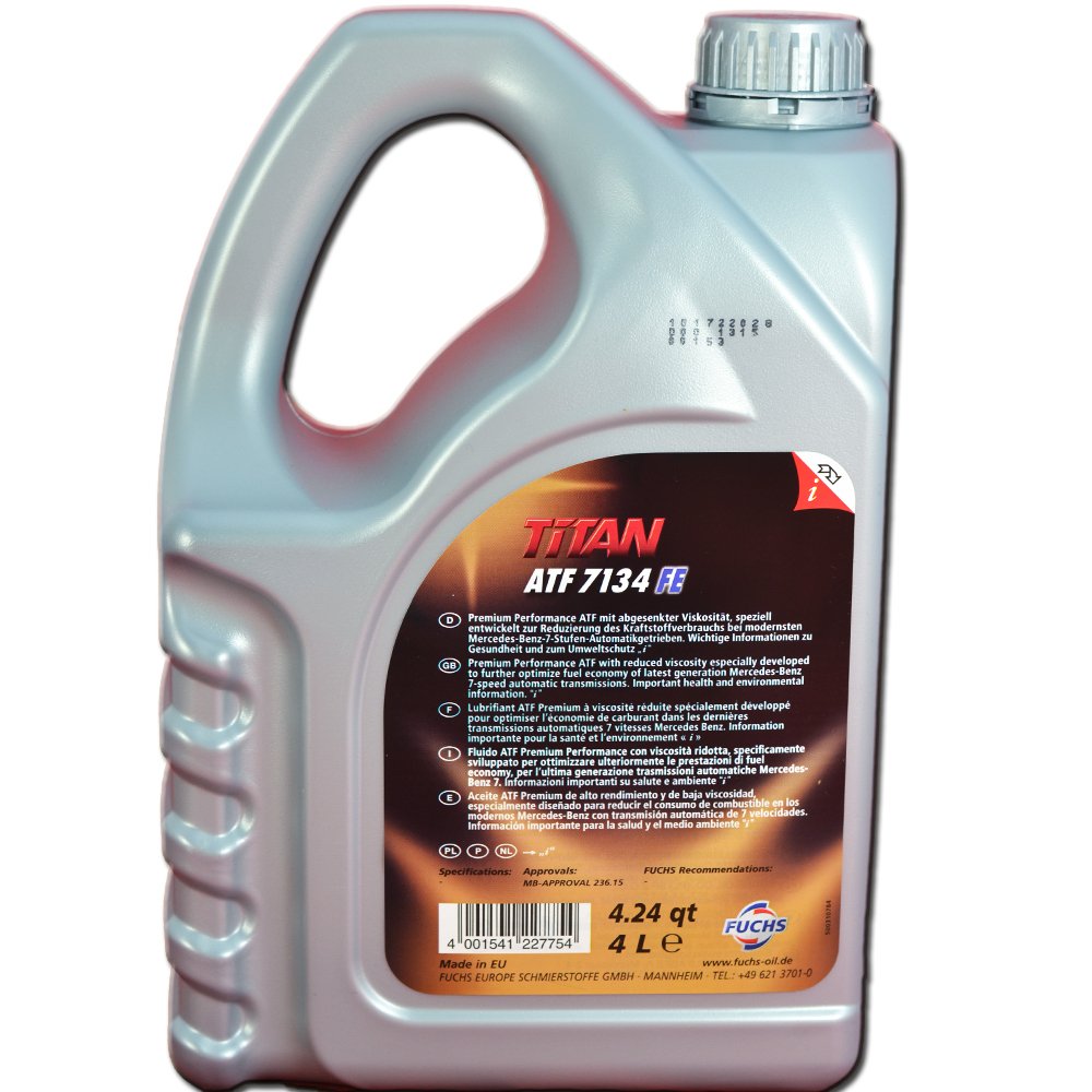 Aceite para transmisión automática de 4 litros de FUCHS Titan ATF 7134 FE MB 236.15