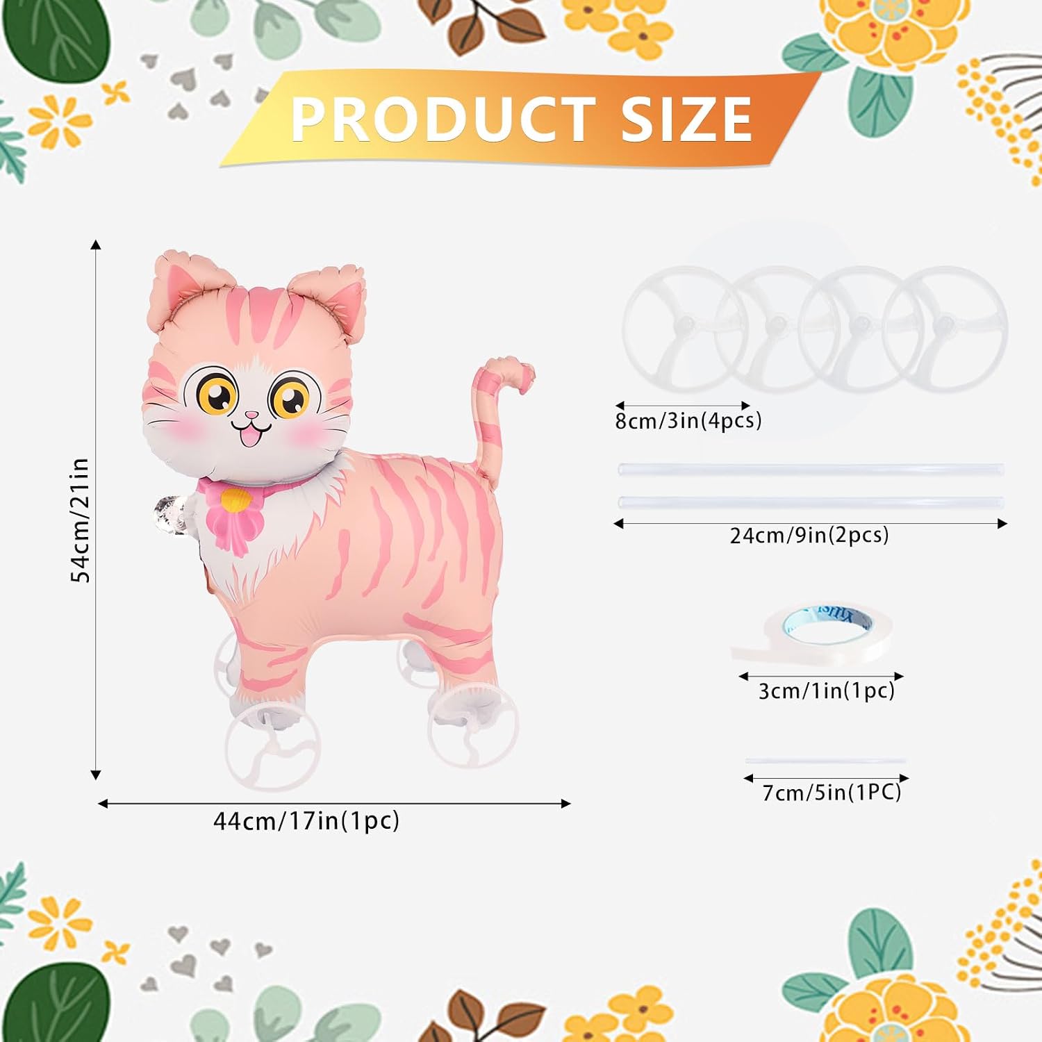 Walking Kitten Foil Balloons With Wheels Standing pet Kitten animal balloon Cute Kitty Mylar Balloons for Jungle Safari baby Shower Animal Theme Birthday Party Decorations Supplies image 2