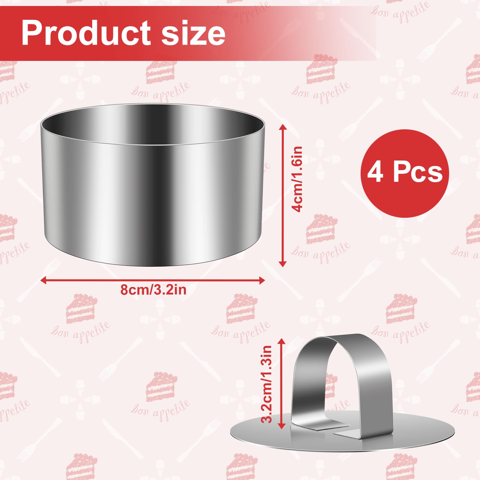 Set 12 Coppapasta In Acciaio Inox 8cm - Con Coperchi Per Torte, Mousse E Dessert - Foto 2