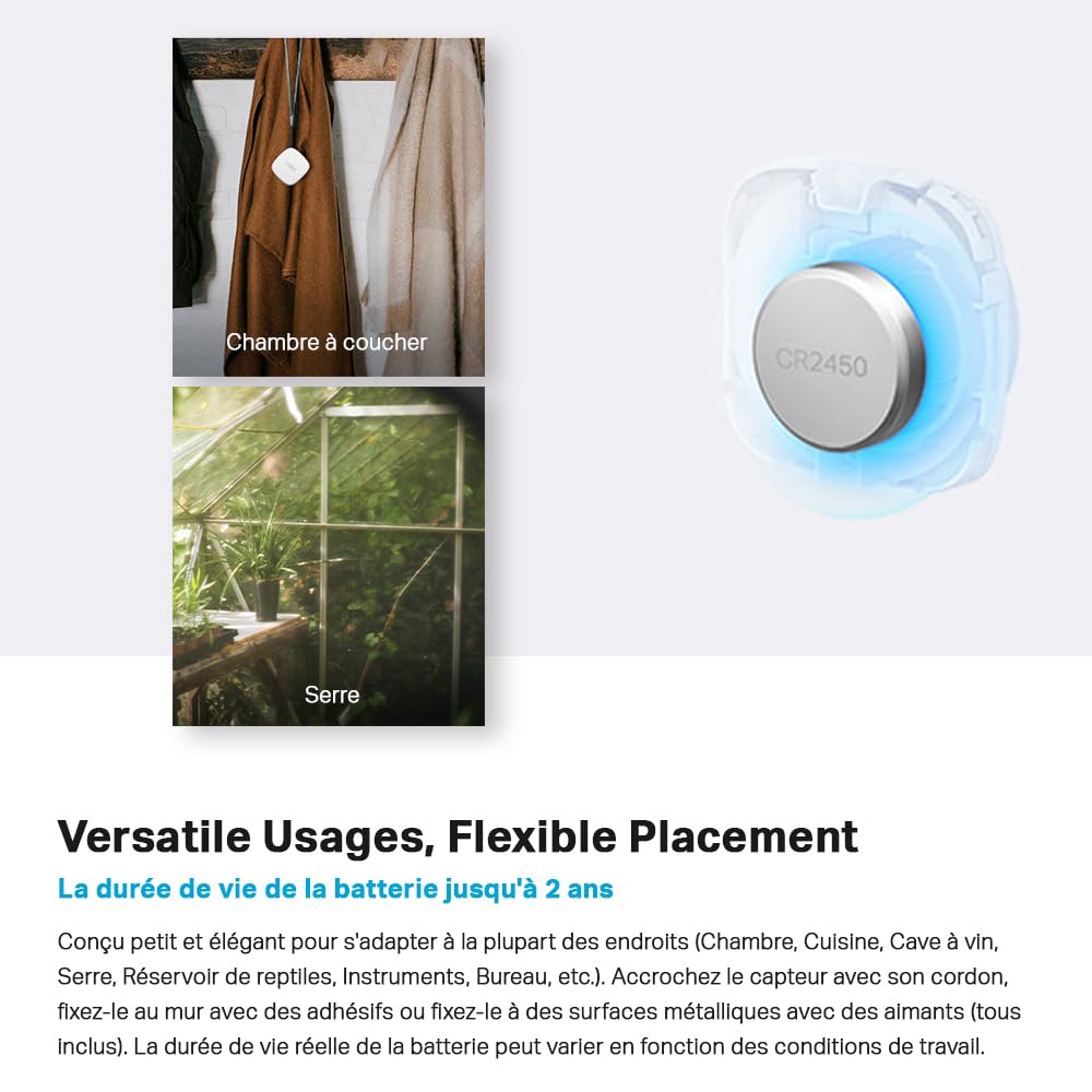 Tapo Détecteur de température et d'humidité connecté Tapo T310 avec Hub, durée de vie de la batterie de 1 an et plus, notification d'application instantanée