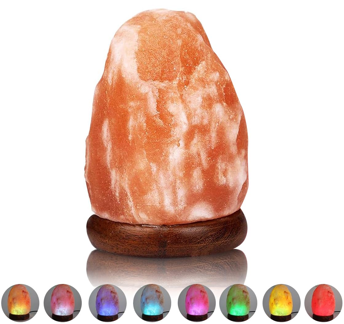 CalconoxUSB Himalayan Salt Lamp with 7 Colors Changing, Natural Crystal Salt Light Glow Hand Crafted Night Light for Lighting, Decoration and Gift