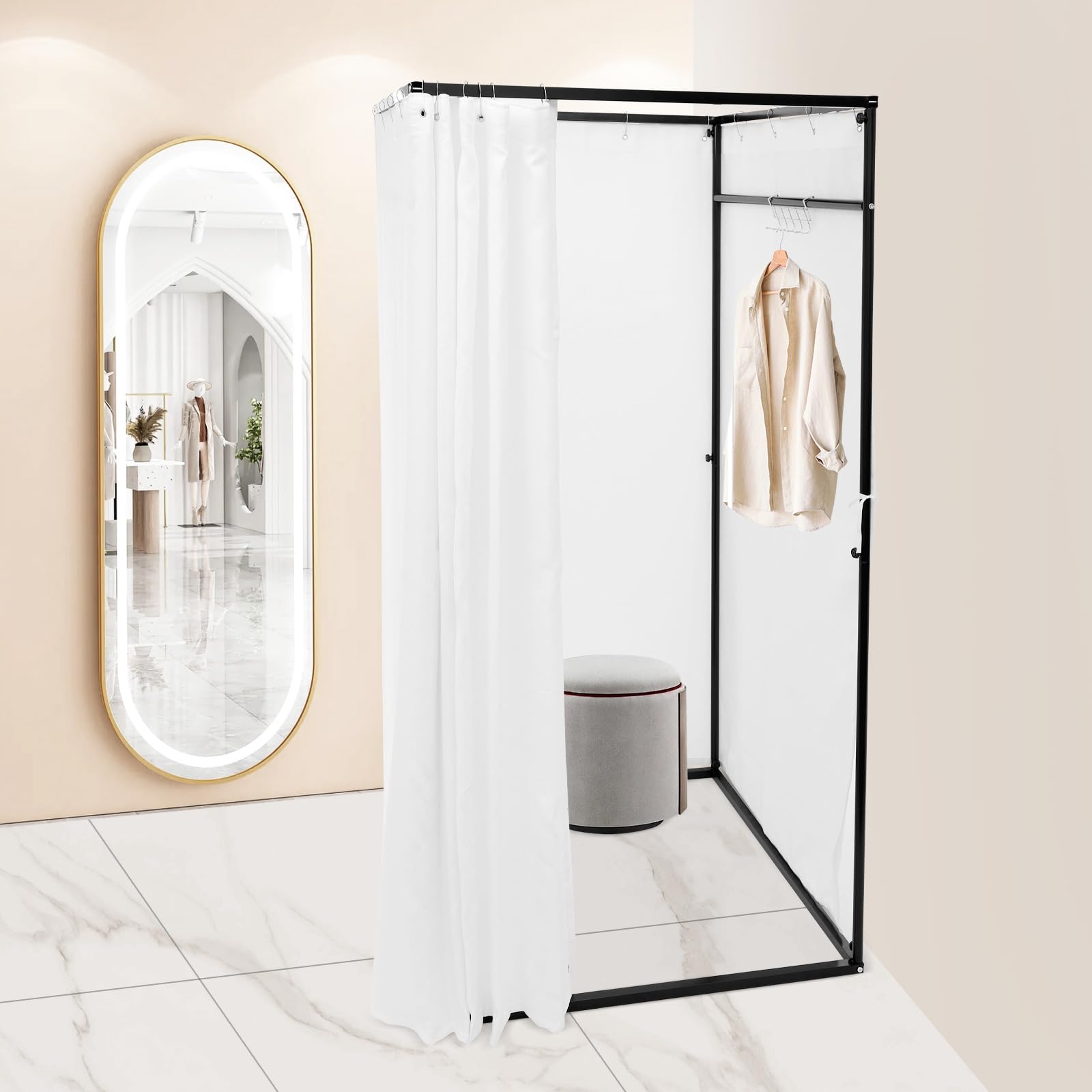 Spogliatoio portatile, spogliatoio indipendente, 100 x 100 x 200 cm, robusto armadio con ganci appendiabiti e protezione 100% privacy per giardino, matrimoni ed eventi, facile da montare, per 3-4