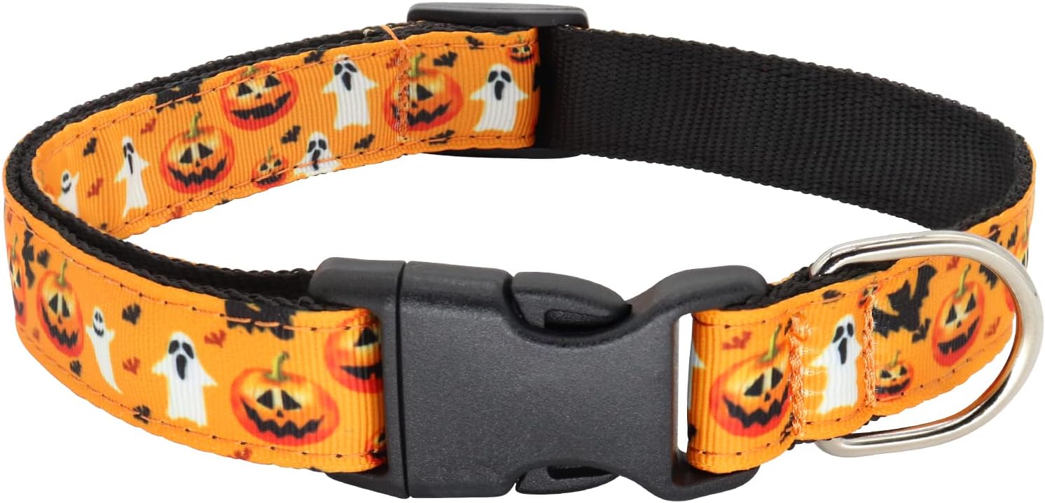 Giecooh Halloween Dog Collar,Pumpkin Witch Bat Ghost