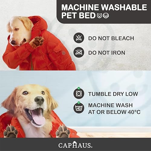 Miniatura 7 de CAPHAUS Cama de felpa para mascotas de 3543 pulgadas, con parte inferior antideslizante, lavable, antiansiedad, esponjosa y suave para perros