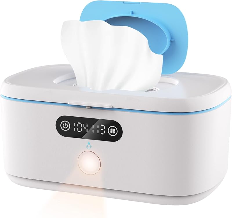 Bellababy Wipe Wamer para vehículos y uso doméstico, dispensador de toallitas húmedas para bebés y calentador de toallitas para pañales con luz nocturna, pantalla de temperatura, sin necesidad de agua ni esponja, ℉ y ℃ convertible