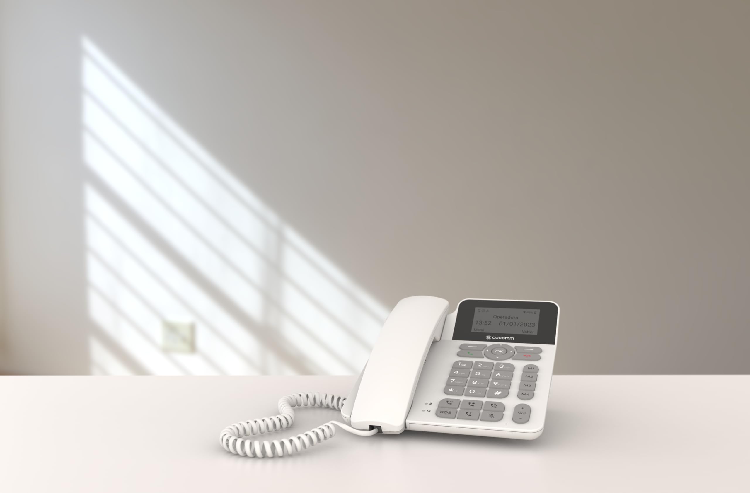 F360 Teléfono Fijo con SIM, 4G, Bluetooth5, Volte, Botón SOS, Uso residencial, Uso Profesional, móvil de fácil Funcionamiento, Color Blanco