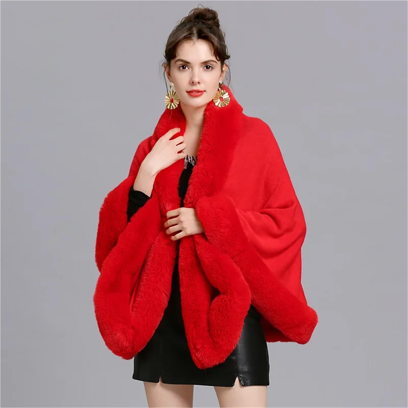 Cappa donna pelliccia sintetica 10 colori autunno inverno donna poncho lavorato a maglia in pelliccia sintetica avvolge colletto spesso abbigliamento esterno mantello allentato scialle da sposa