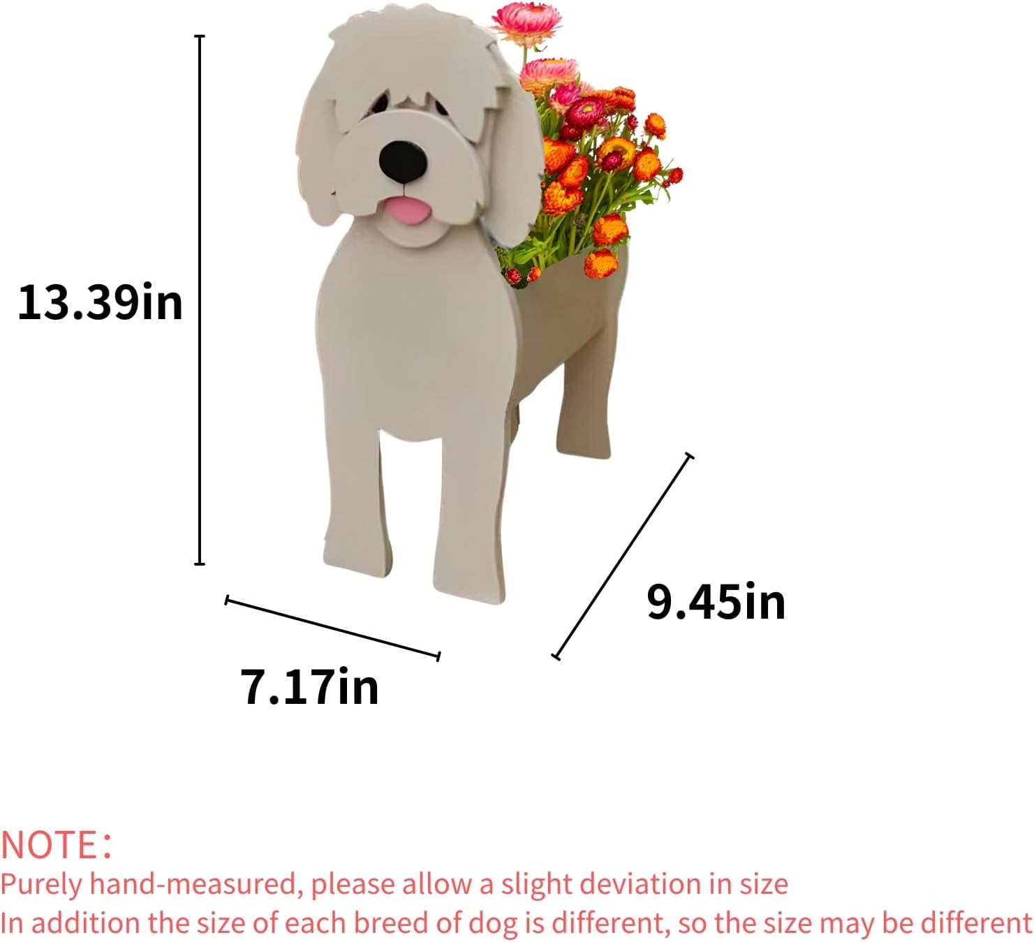 Golden Doodle Dog Planter, Cute Animal Shaped Plant Pot, Dog Flower Pot, Gifts for Women & Pet Lovers, Indoor Outdoor Garden Home Office Decor, 9.45 x 7.17 x 13.82 Inches