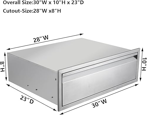 Miniatura 10 de Cajón de cocina al aire libre de 30 pulgadas de ancho, cajón individual para barbacoa de acero inoxidable con divisor de montaje empotrado para isla