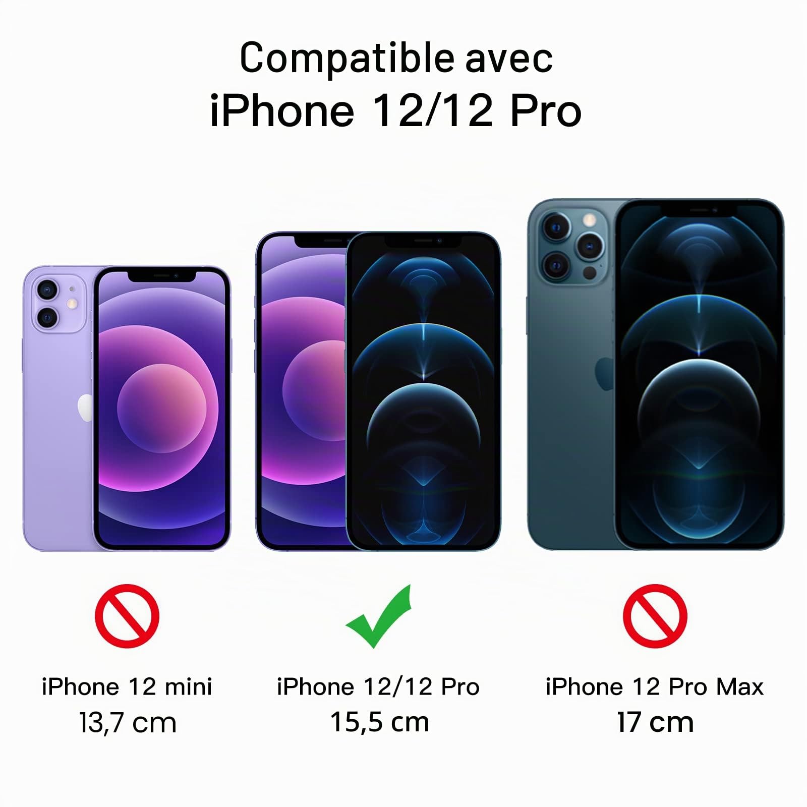 JETech Protection d'Écran Anti-Espion pour iPhone 12 et iPhone 12 Pro 6,1 Pouces, Couverture Complète Film en Verre Trempé, Compatible Coque, Lot de 2