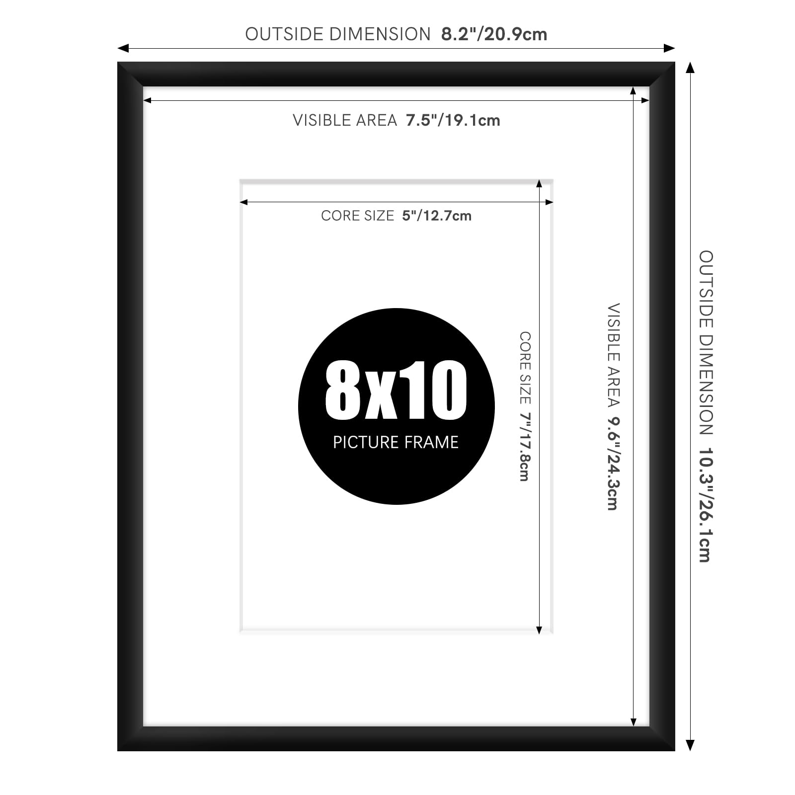 Hesmor 8x10 Picture Frames in Black, Aluminum Acrylic Black Photo Frame, Set of 4 - Image 4