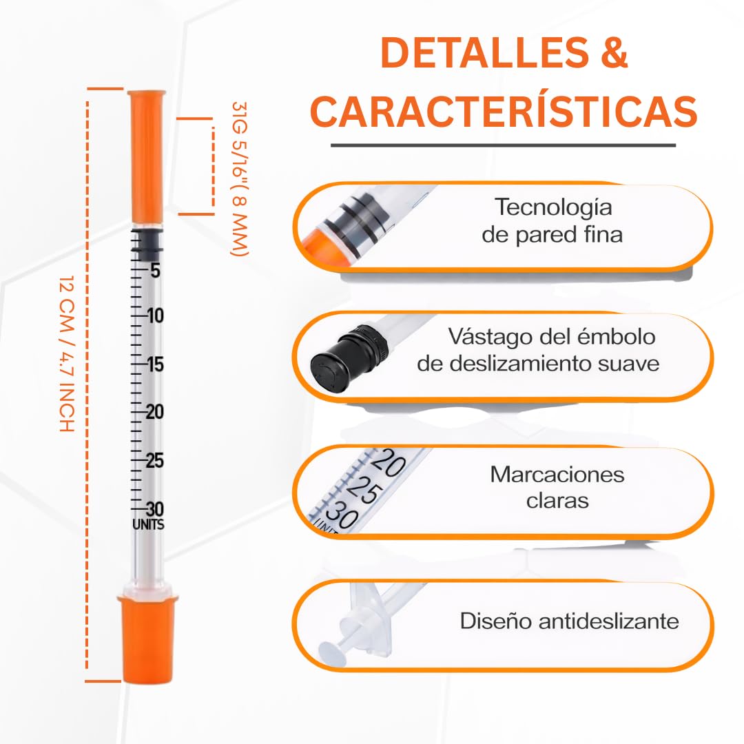100 unidades de tubos de plástico de 0,3 ml 31 G x 5/16" (0,25 x 8 mm) – Envasados individualmente – Instrumentos de medición multiusos de precisión