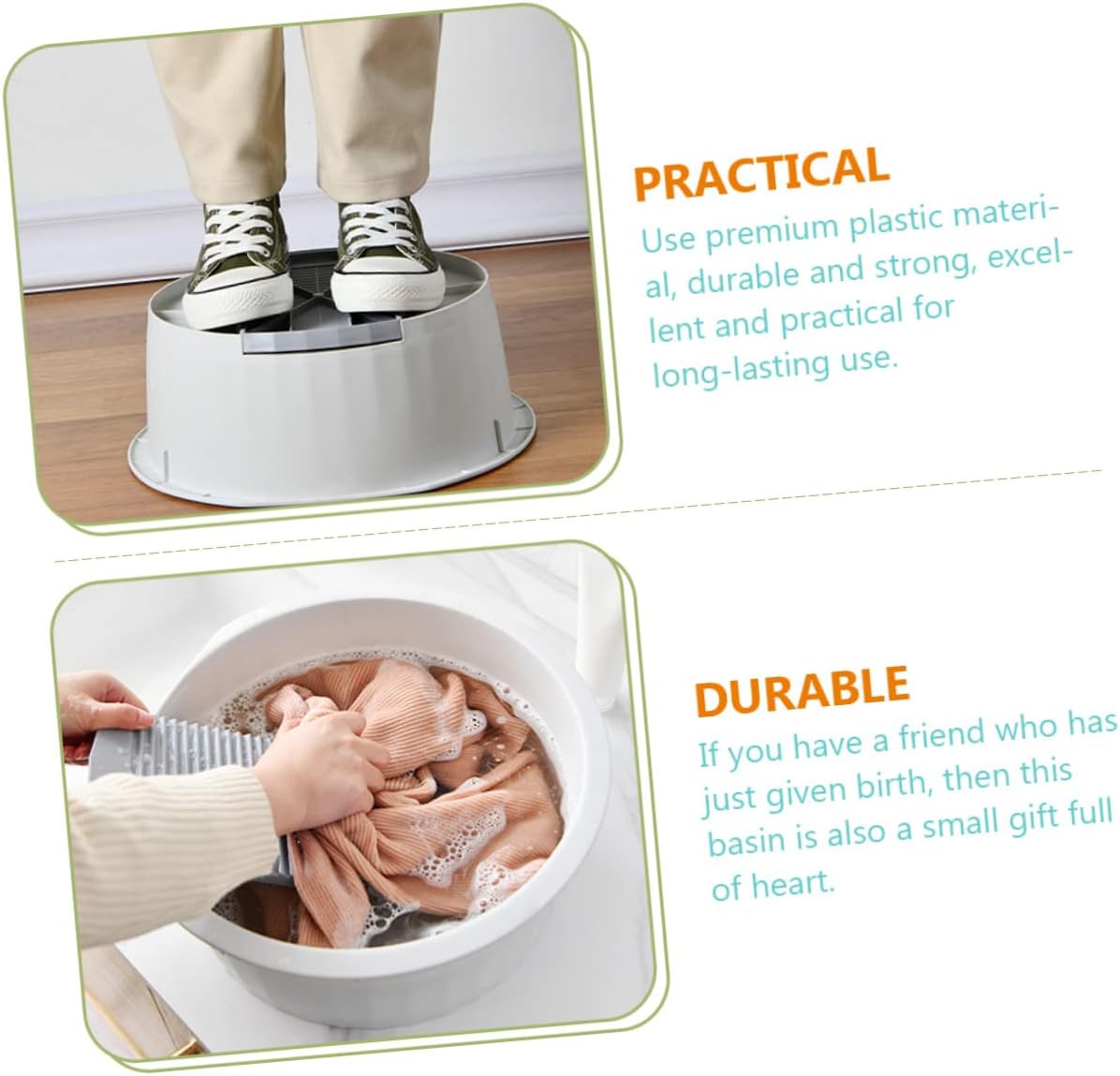 Thickened Large Plastic Laundry Basin with Non Slip Washboard for Newborn Clothes Hand Washing Portable Washtub for Home Dormitory and Care Easy to Board