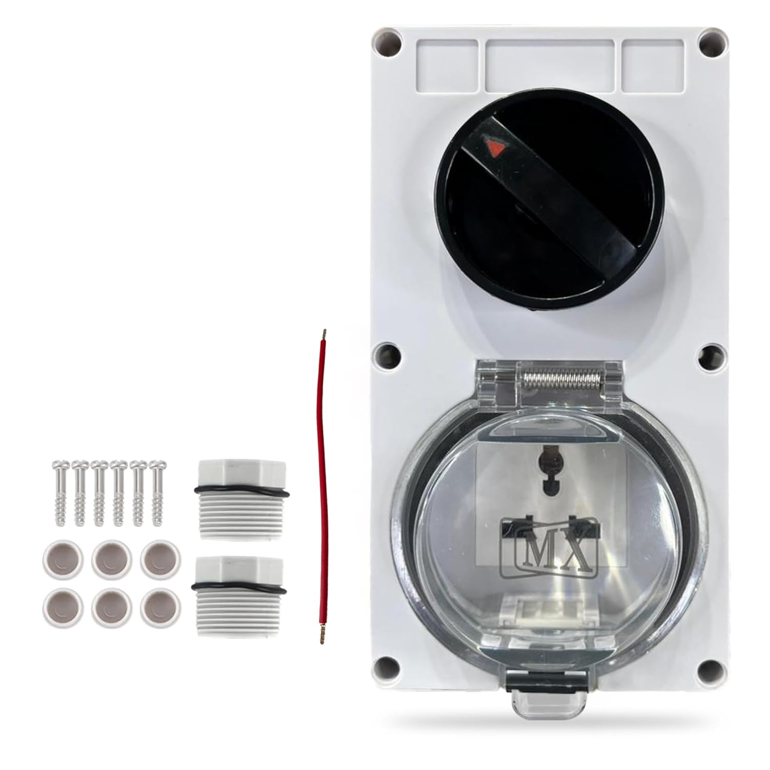 MX IP66 Waterproof Outdoor Universal Socket Box 13A 250V with Spring Lid Cover, Weatherproof Dustproof ABS Electrical Wall Outlet for Garden, Balcony, Terrace & Outdoor Use