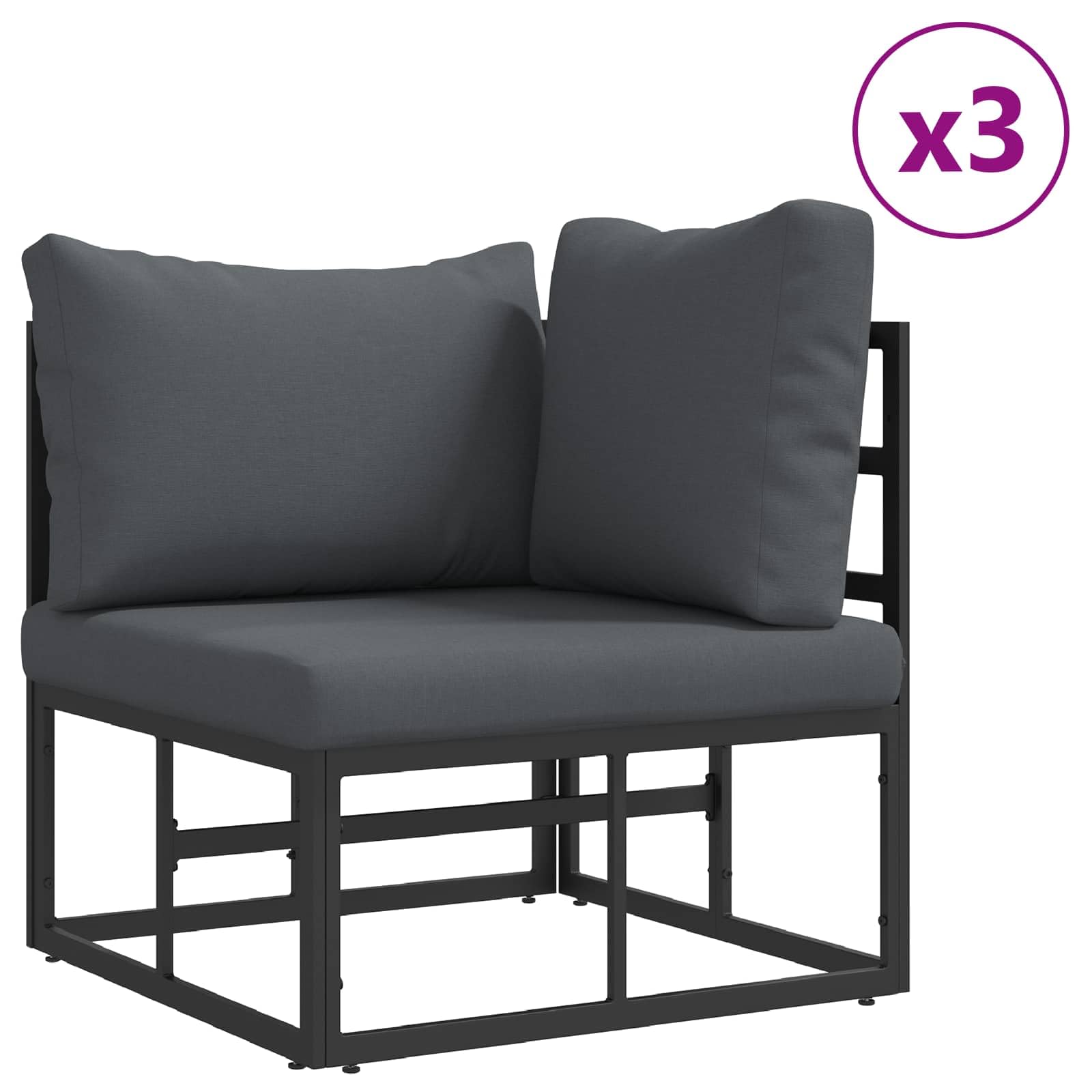 10-częściowy zestaw mebli ogrodowych z poduszką, czarne, aluminium malowane proszkowo, na taras, balkon, do ogrodu, z regulowanymi nóżkami, odporny na warunki atmosferyczne, zestaw