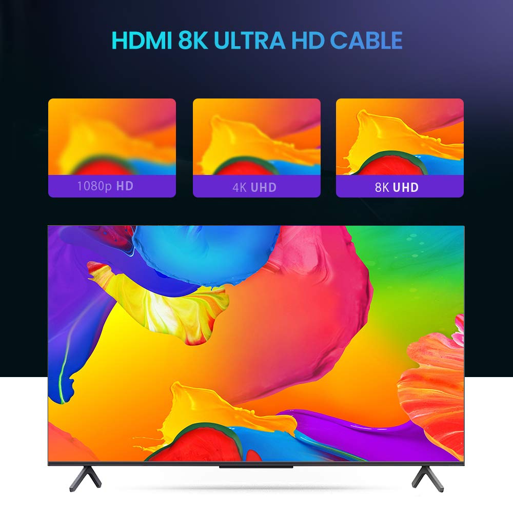8K 60HZ HDMI 2.1 Cable 2FT/0.7M,Capshi Ultra HD 48Gbps High Speed HDMI Braided Cord-4K@120Hz 8K@60Hz, DTS:X, HDCP 2.2 & 2.3, HDR 10 Compatible with TV, PS4 PS5,Monitor,PC and More : Electronics