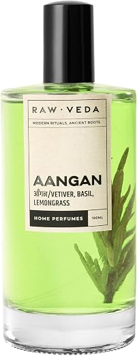 RAWVEDA Aangan Home Perfume | Luxury Air Freshener | Real Rosemerry Leaves in the Bottle | Made with 100% Natural Khus, Le...