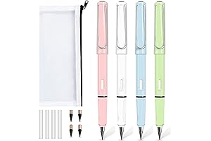 4Pcs Forever Pencils with Eraser and 4 Replacement Nibs