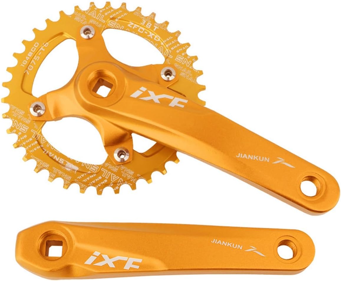 170mm Mountain Bike Square Taper Crankset 32T 34T 36T 38T Single Round Chainring Aluminum Alloy 104-64BCD Bikes Crankset (Color : Purple, Size : 32T)